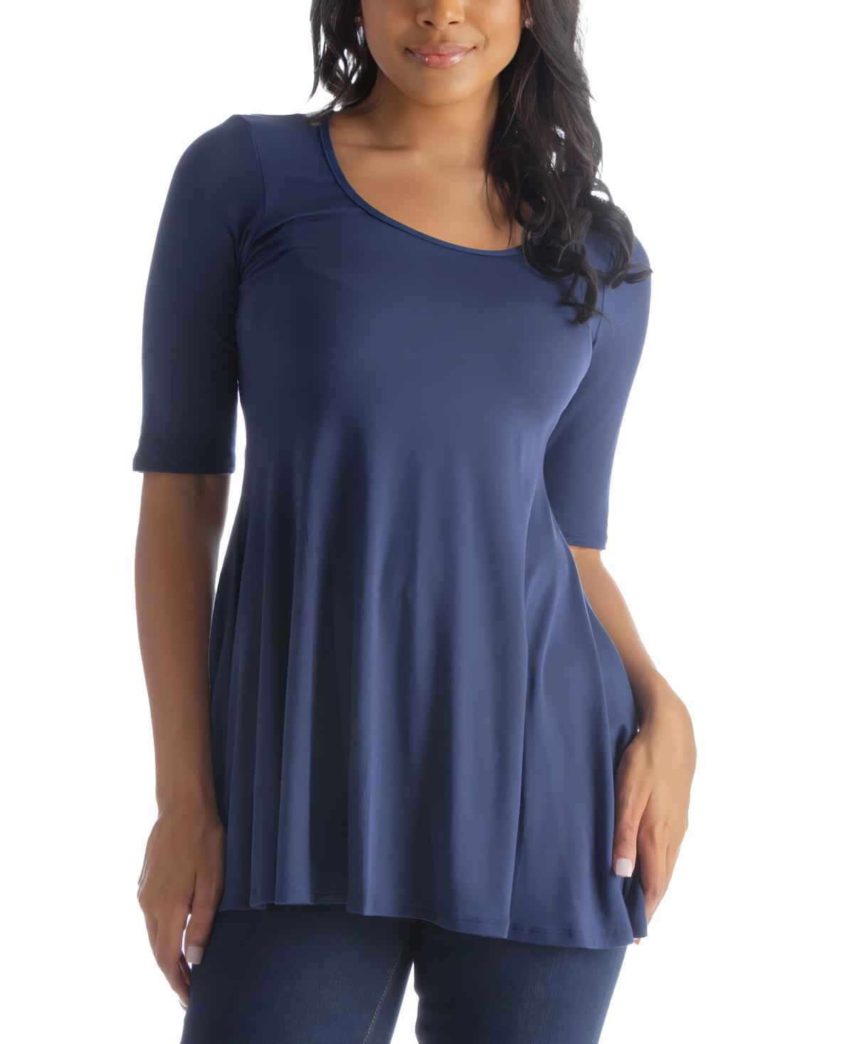 24seven Comfort Apparel Womens Elbow Sleeve Swing Tunic Top Product Image