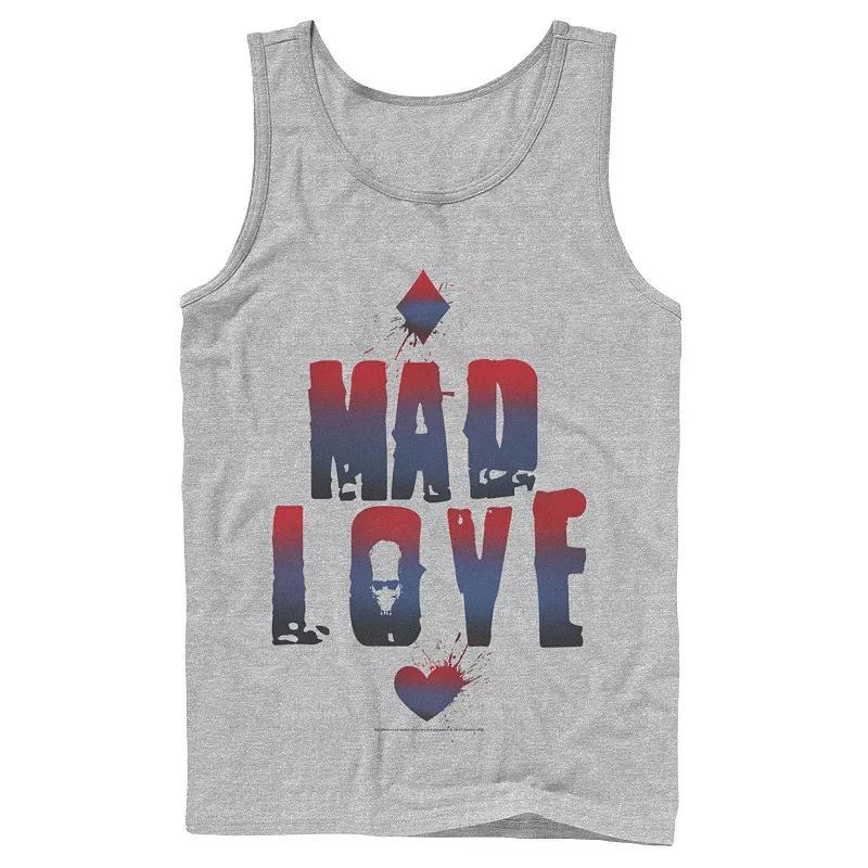 Mens DC Comics Batman Harley Quinn And Joker Mad Love Text Tank Top, Mens Product Image