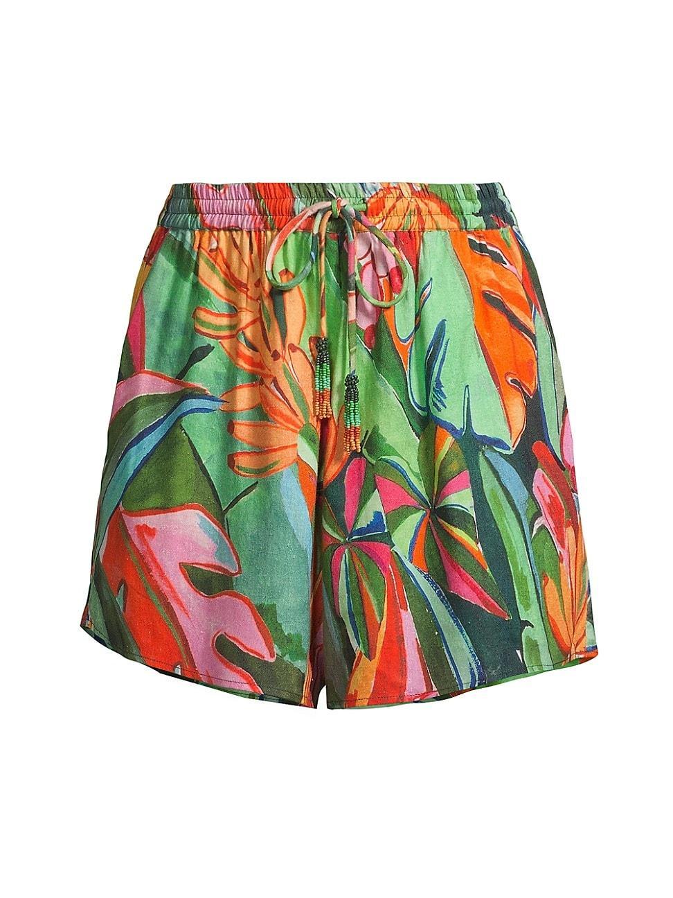 Womens Banana Foliage Linen-Blend Shorts Product Image