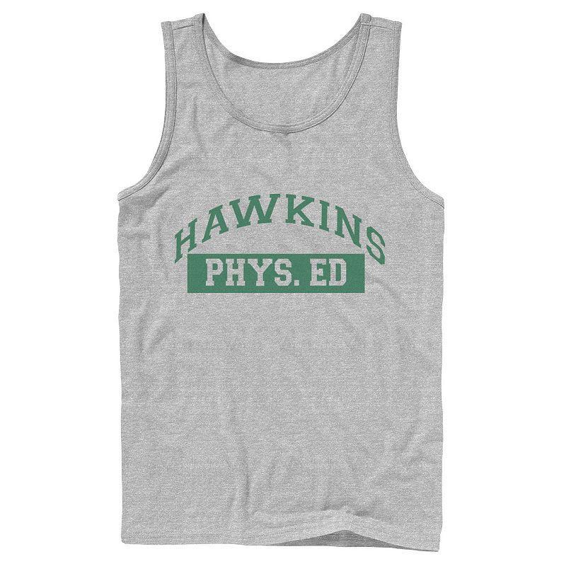 Mens Netflix Stranger Things Hawkins Phys. Ed Logo Tank Top Athletic Grey Product Image