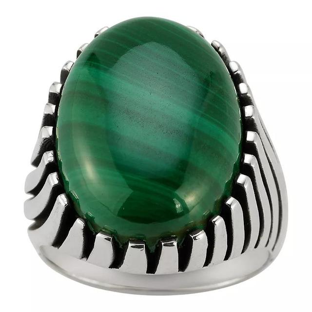 Menster Mens Sterling Silver Malachite Signet Ring Product Image