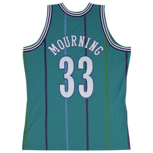 Mens Mitchell & Ness Alonzo Mourning Teal Charlotte Hornets Hardwood Classics Swingman Jersey Product Image