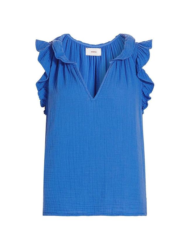 Womens Bex Cotton Ruffle V-Neck Top Product Image