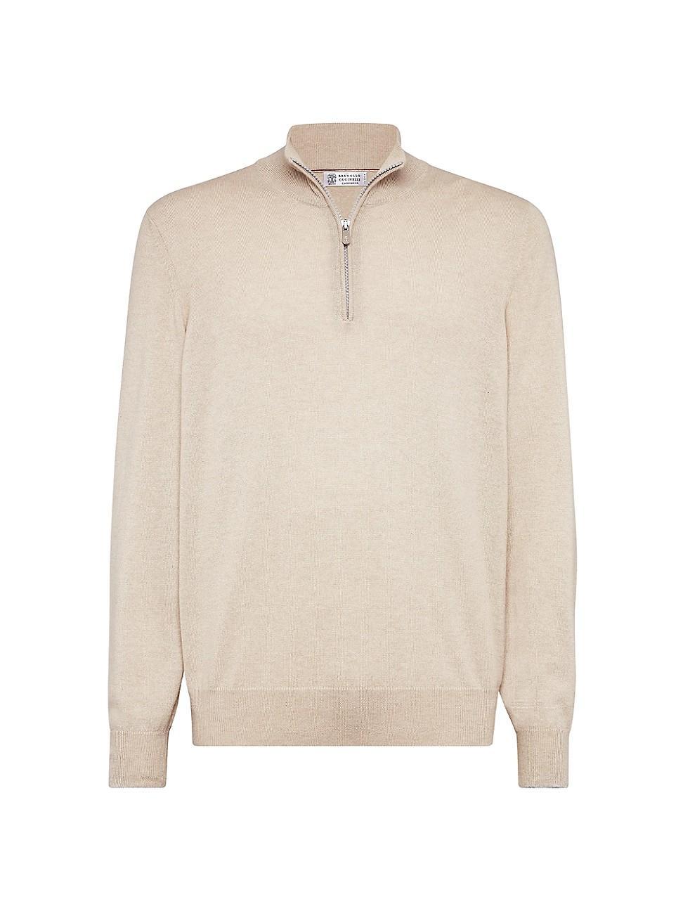 Mens Cashmere Turtleneck Sweater with Half Zip Product Image