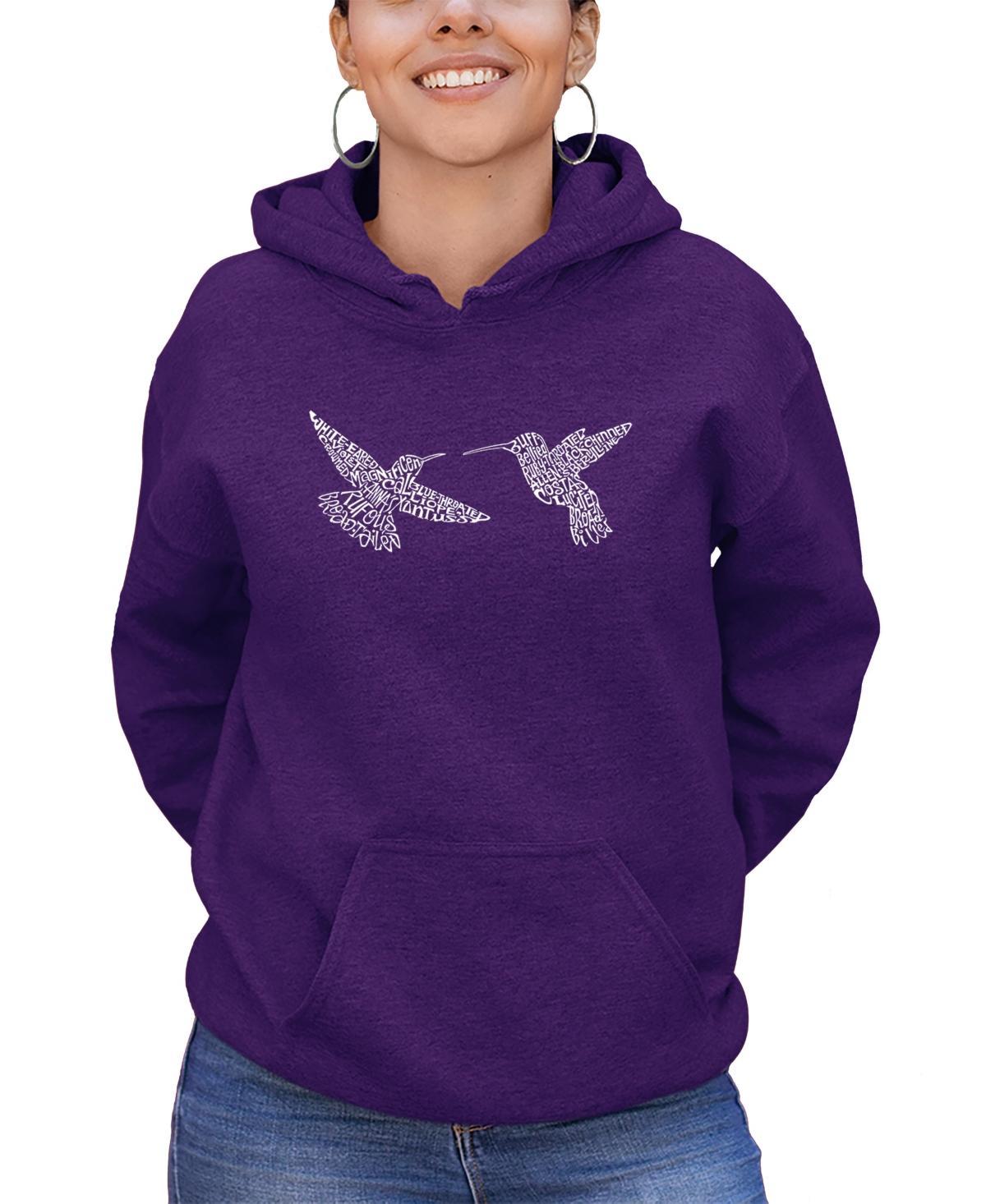 La Pop Art Womens Hummingbirds Word Art Hooded Sweatshirt Product Image