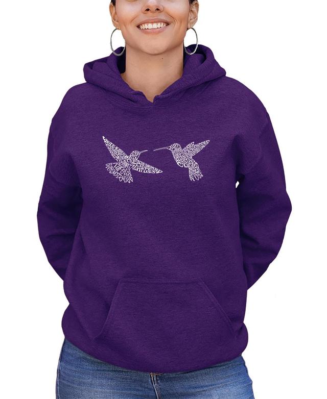 La Pop Art Womens Hummingbirds Word Art Hooded Sweatshirt Product Image