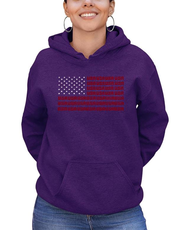 Womens Hooded Word Art Usa Flag Sweatshirt Top Product Image