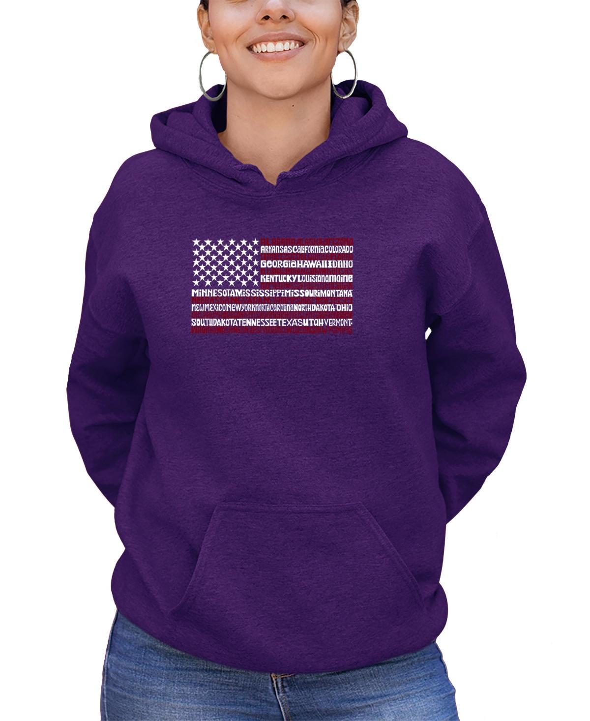 La Pop Art Womens 50 States Usa Flag Word Art Hooded Sweatshirt Product Image