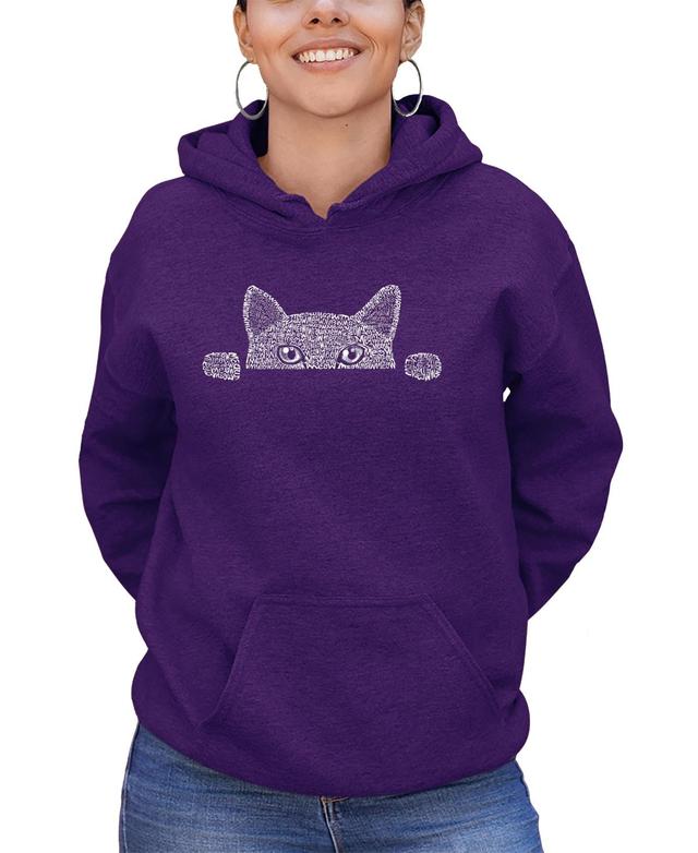 Womens Word Art Peeking Cat Hooded Sweatshirt Product Image