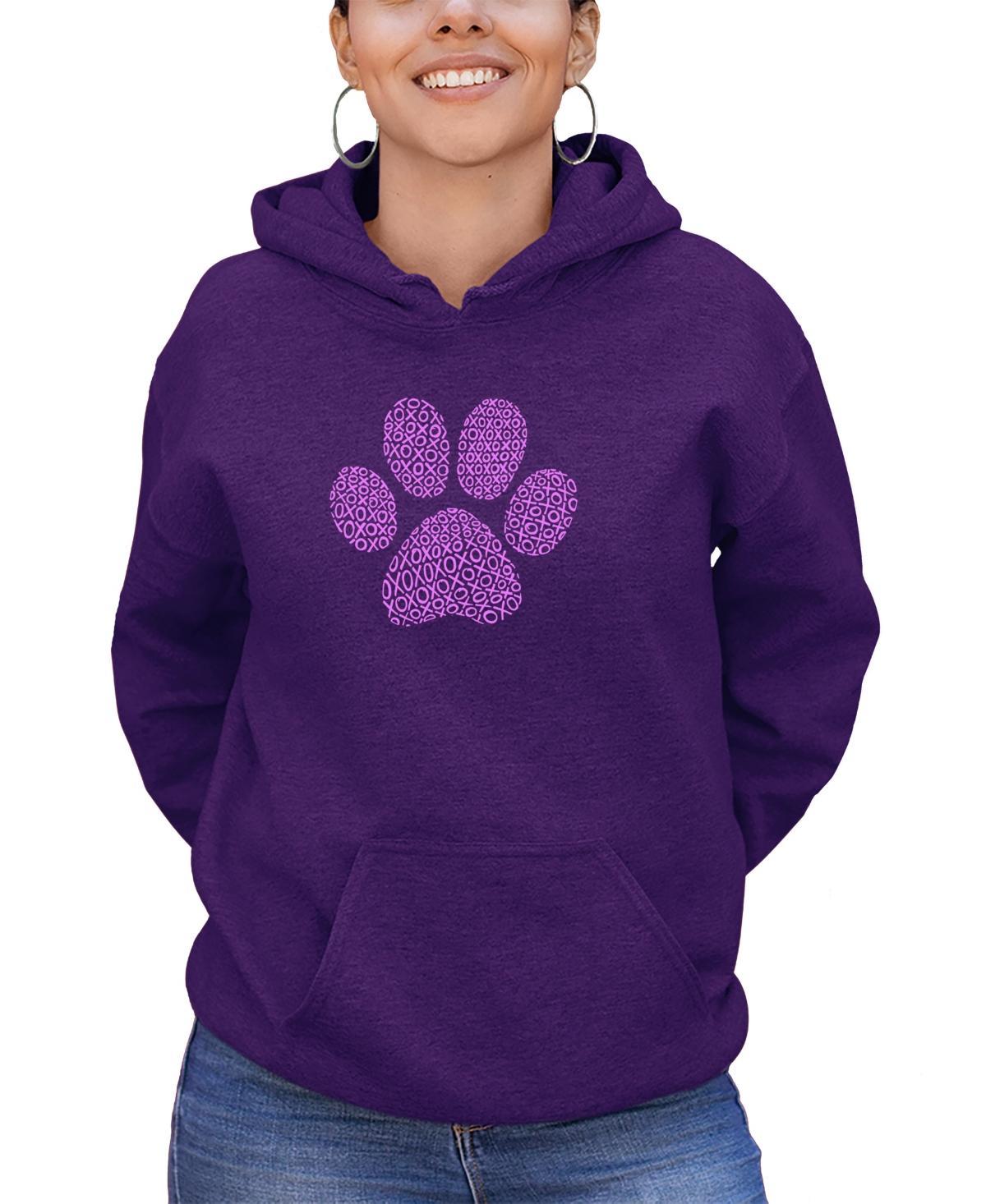 La Pop Art Womens Xoxo Dog Paw Word Art Hooded Sweatshirt Product Image