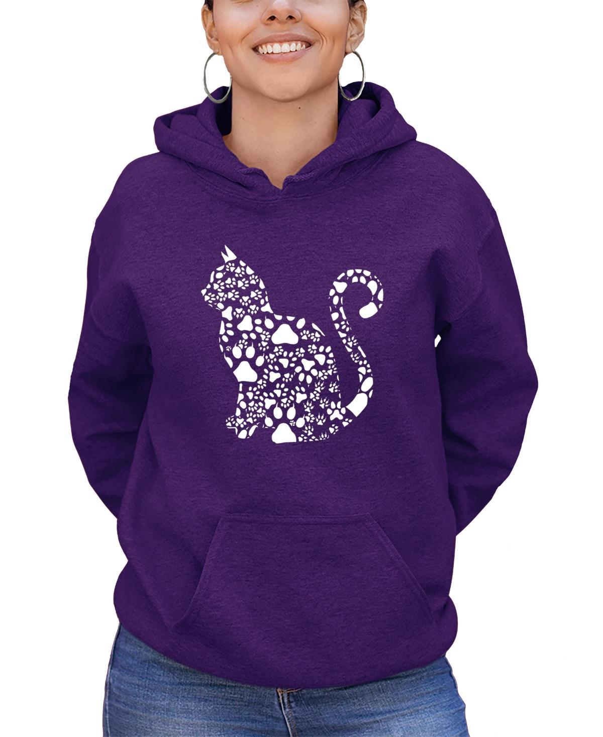 La Pop Art Womens Word Art Cat Paws Hooded Sweatshirt Product Image