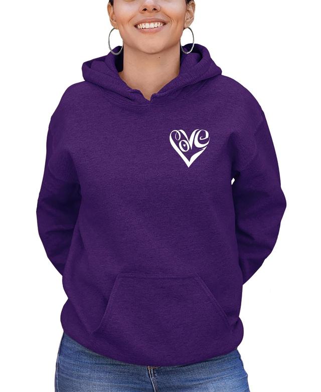 La Pop Art Womens Word Art Script Heart Hooded Sweatshirt Product Image