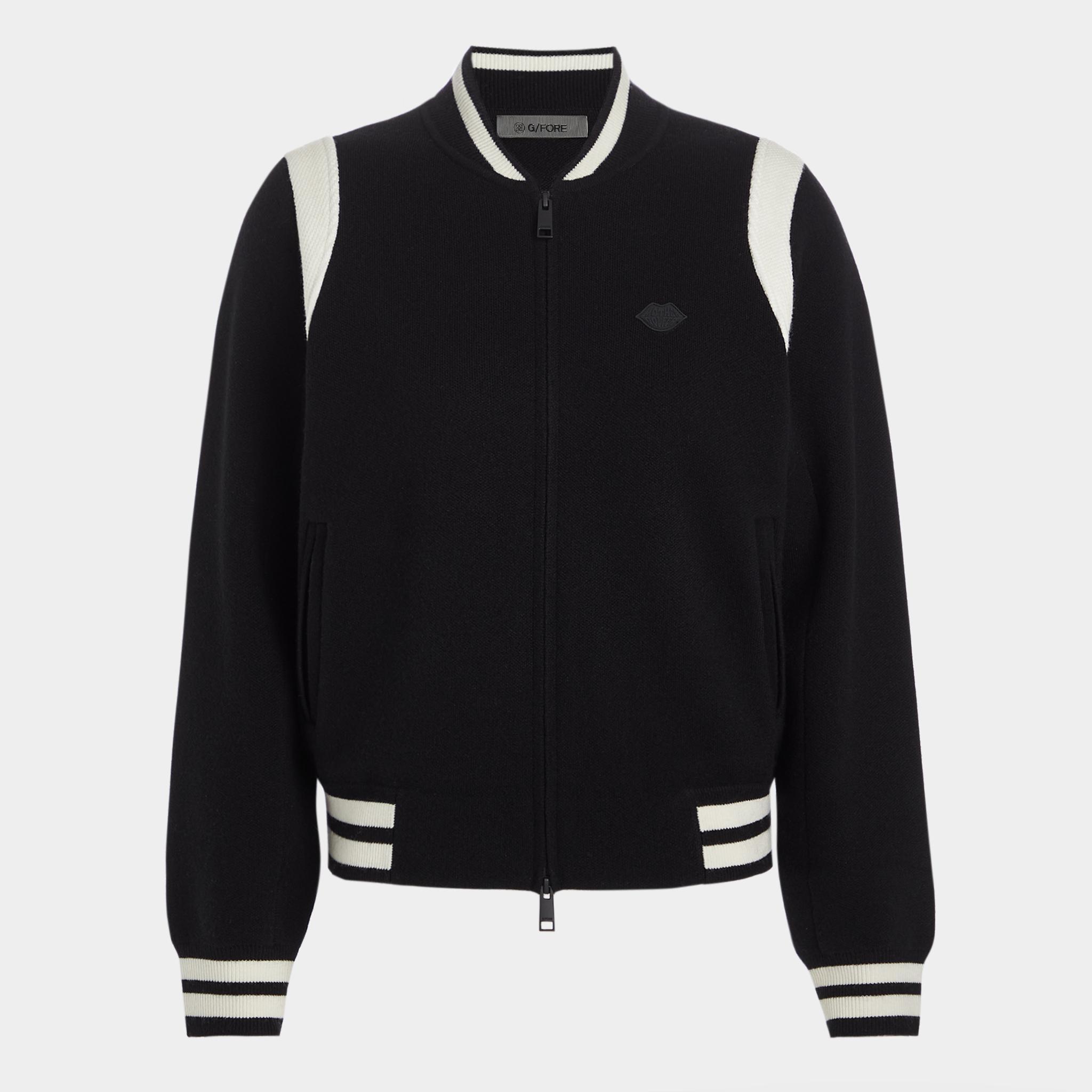 CONTRAST STRIPE KNIT BOMBER JACKET Product Image