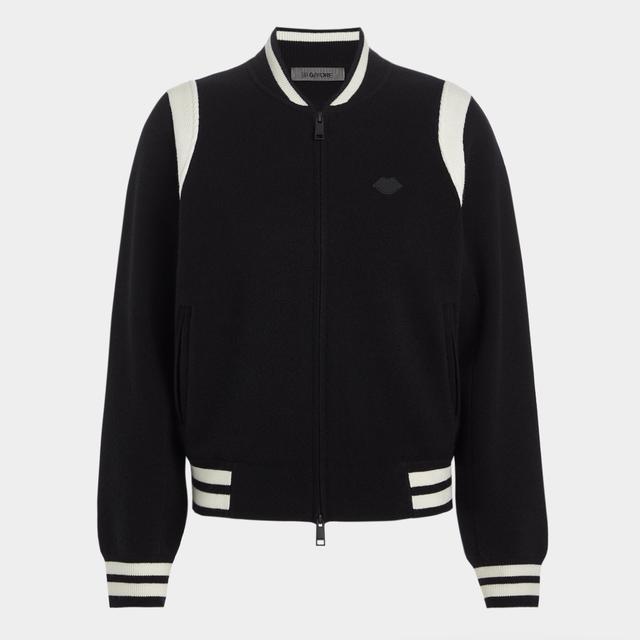 CONTRAST STRIPE KNIT BOMBER JACKET Product Image