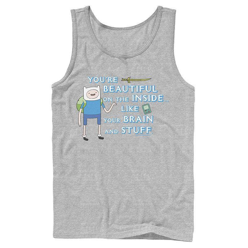 Mens Adventure Time Finn Youre Beautiful On The Inside Portrait Tank Top Athletic Grey Product Image