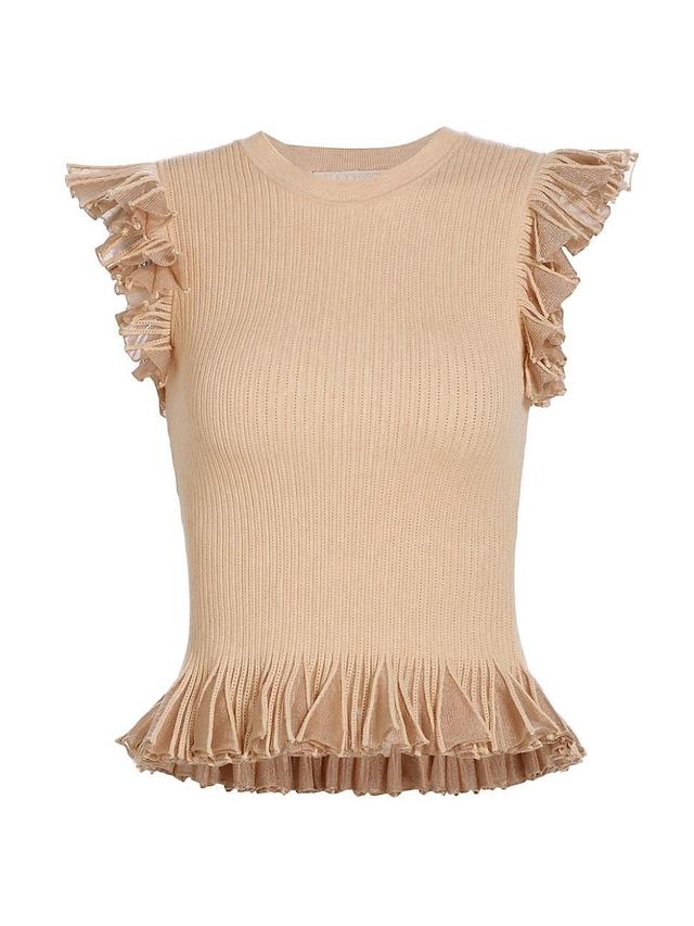 Womens Leila Ruffled Pointelle Top Product Image