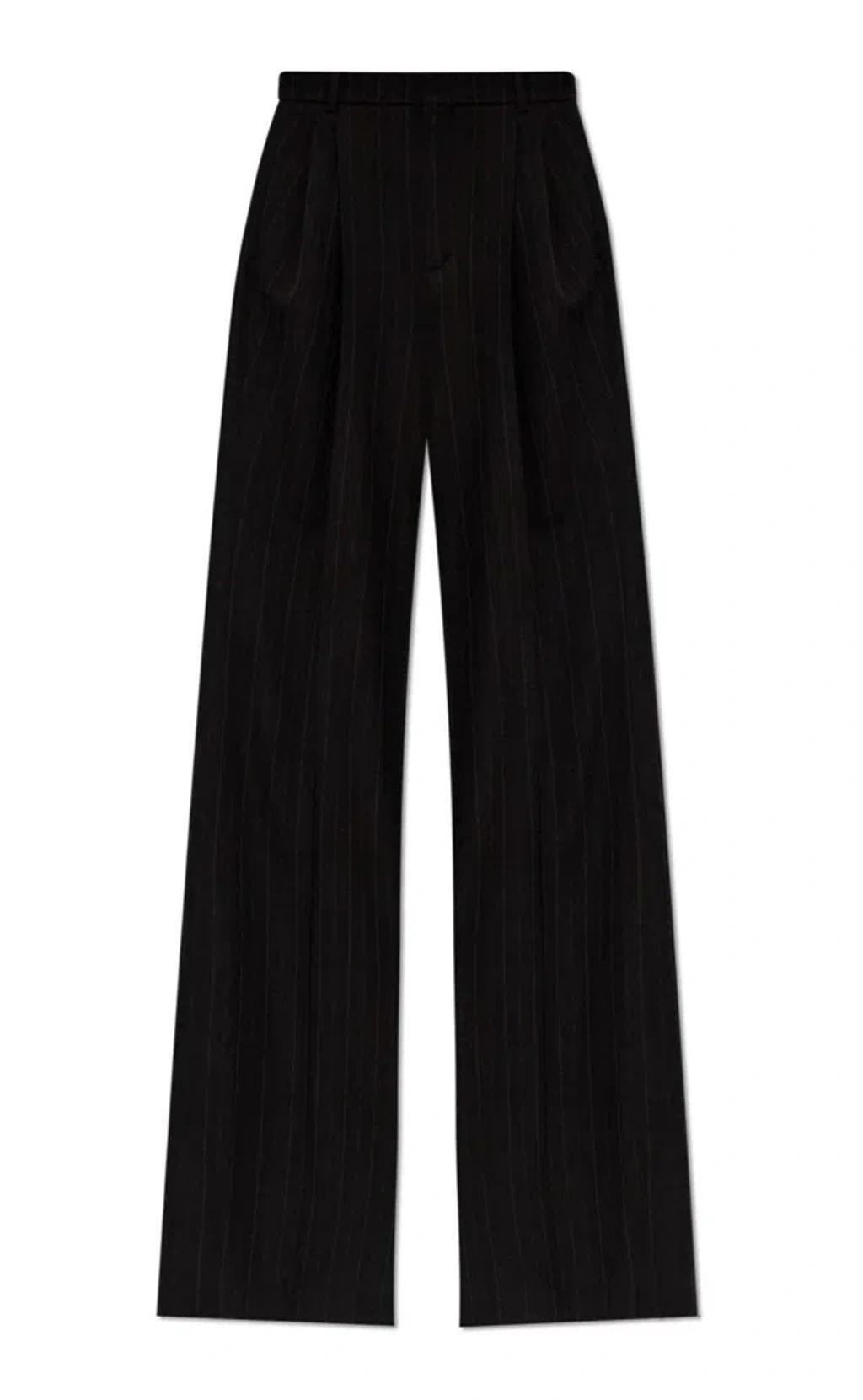 Wide Leg Striped Pants In Black product image