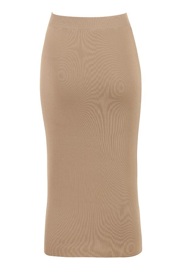 Heather Camel Knit Midi Skirt Product Image