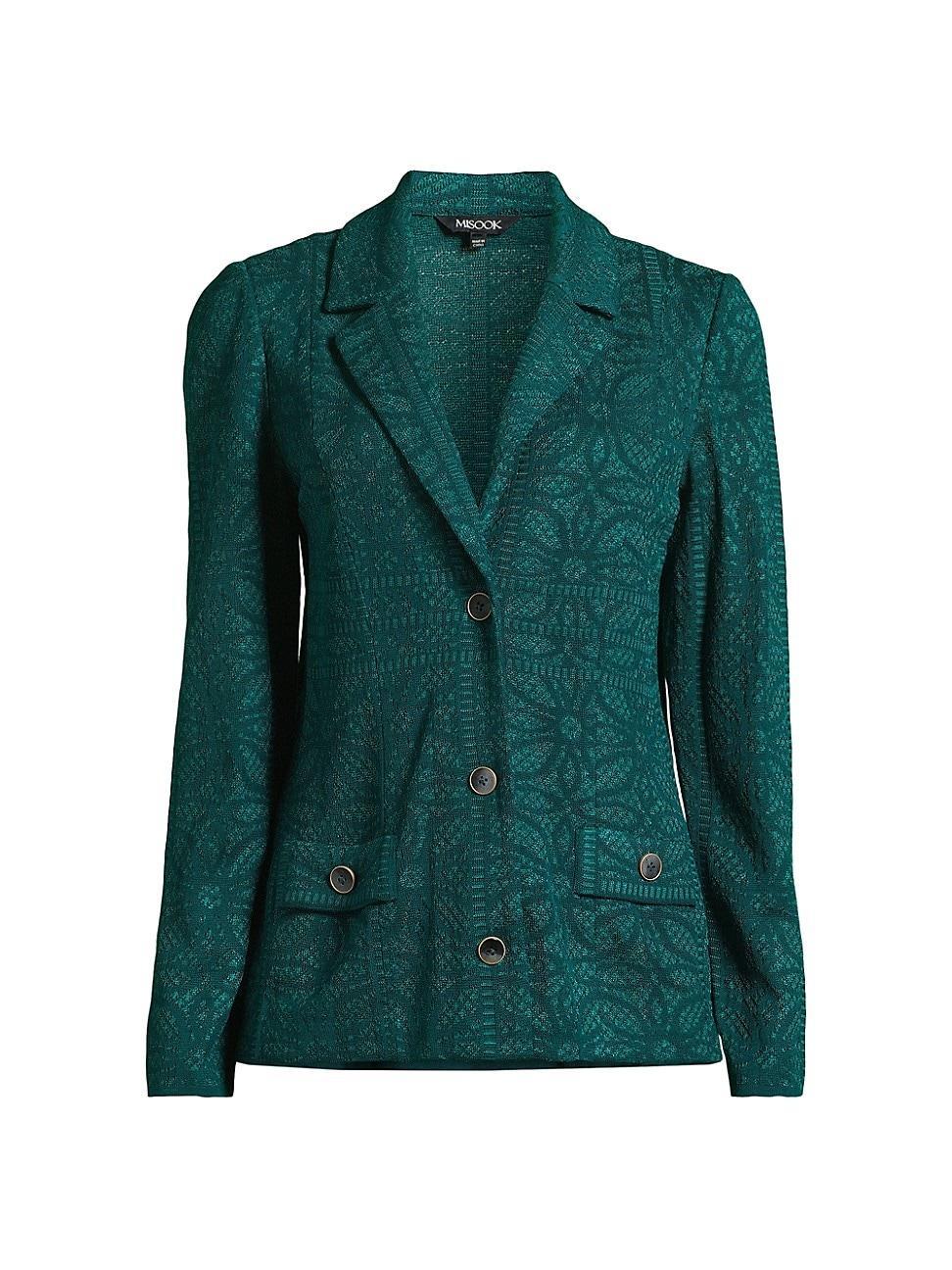 Womens Floral Jacquard Knit Blazer Product Image