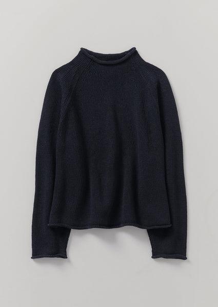 Organic Cotton Linen Easy Sweater | Dark Navy Product Image