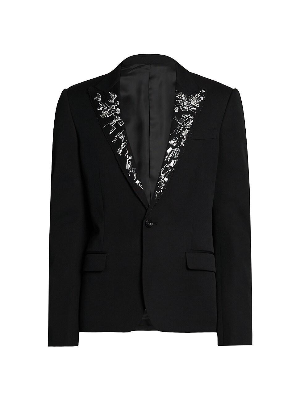 Mens Permanent Embroidered Single-Breasted Wool Jacket Product Image