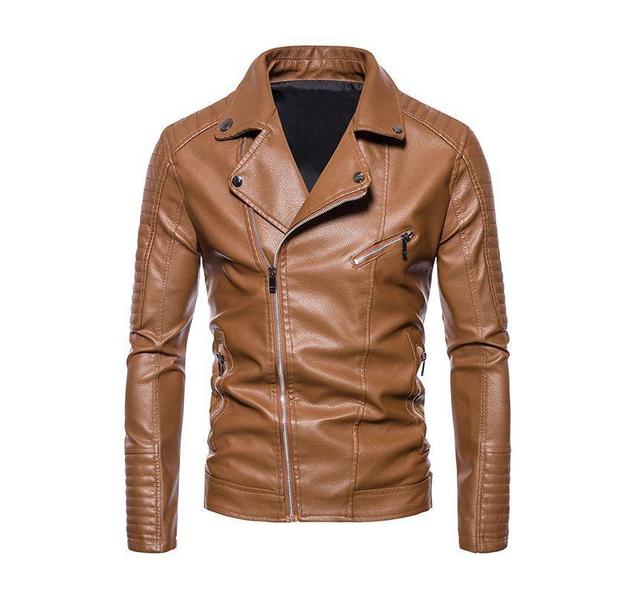 Faux Leather Zip Biker Jacket Product Image