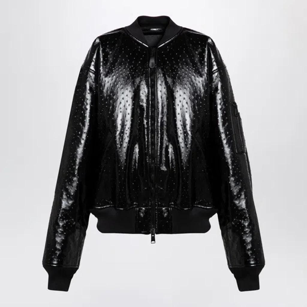 BALENCIAGA Ostrich-effect Bomber Jacket In Black Product Image