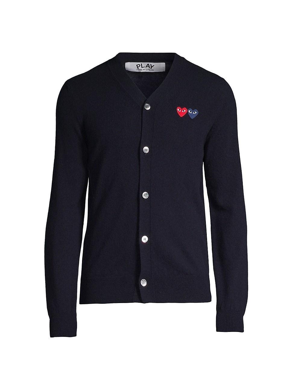 Mens Dual Signature Logo Patch Wool Cardigan Product Image