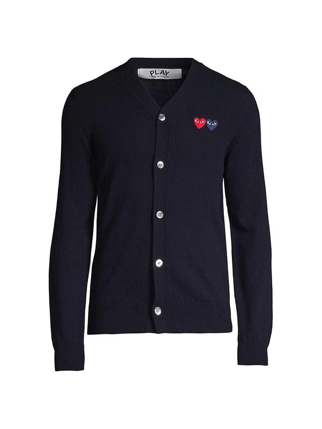 Mens Dual Signature Logo Patch Wool Cardigan Product Image