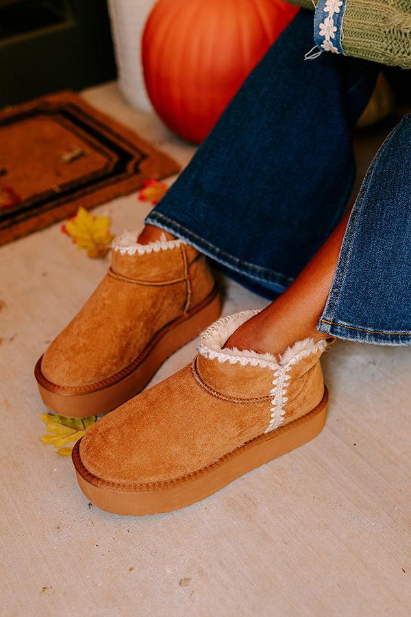 Vermont Vacay Faux Suede Platform Bootie in Camel Product Image