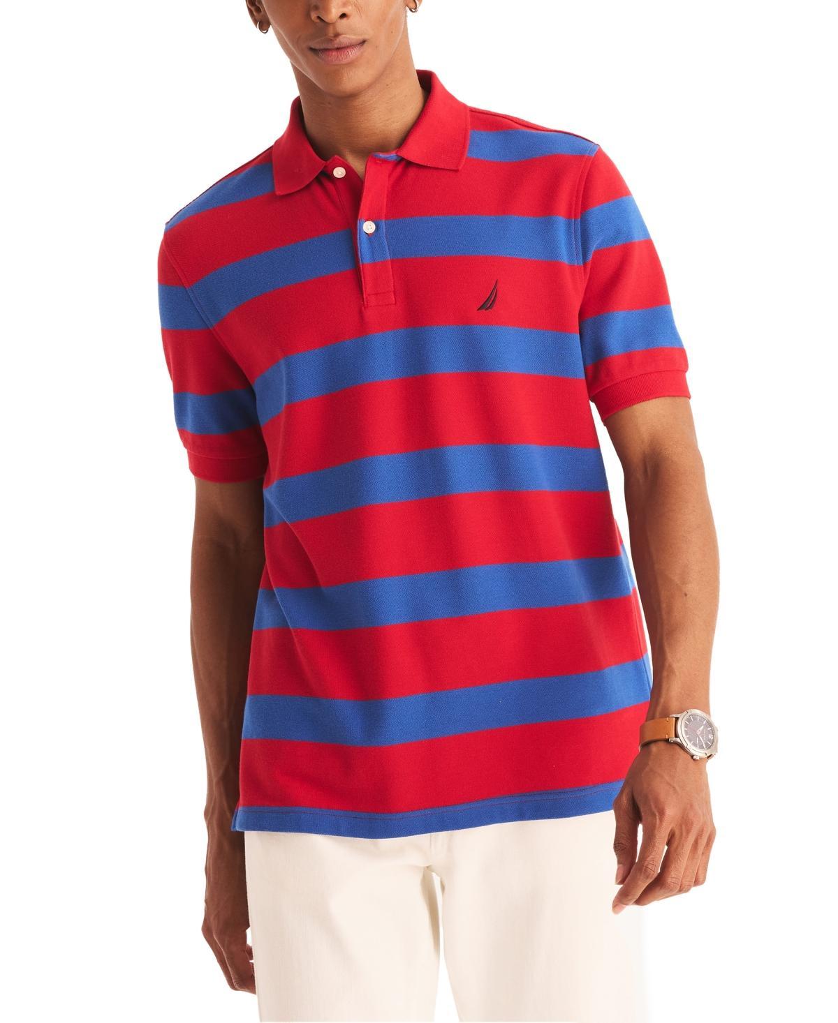 Nautica Mens Classic Short Sleeve Striped Deck Polo Shirt Product Image