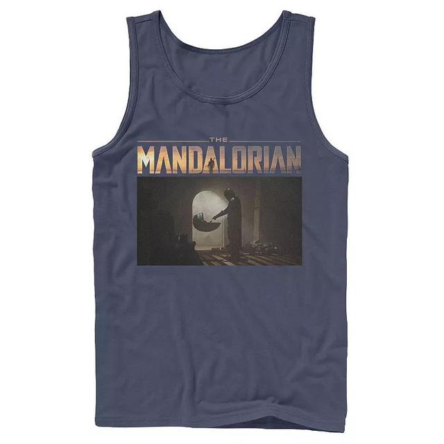 Mens Star Wars The Mandalorian The Child First Meeting Portrait Tank Top Blue Product Image