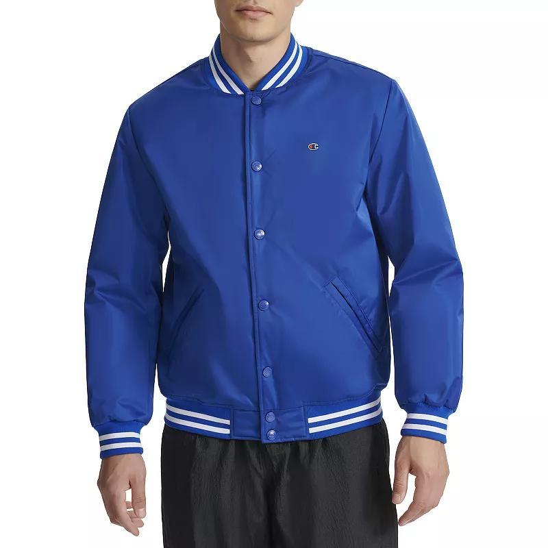 Mens Champion Classic Varsity Bomber Jacket with Quilted Lining Black Product Image