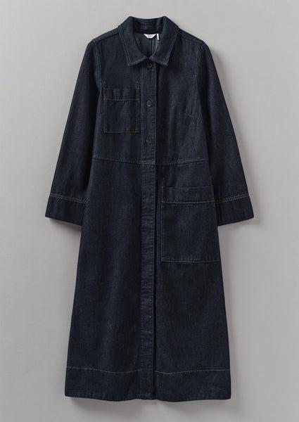 Cotton Hemp Denim Dress | Indigo Product Image