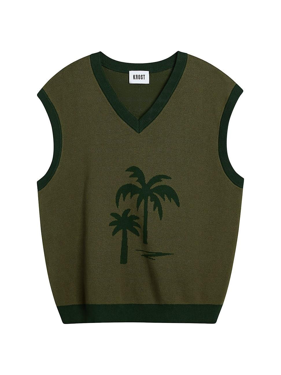 Mens Palm Tree Sweater Vest Product Image