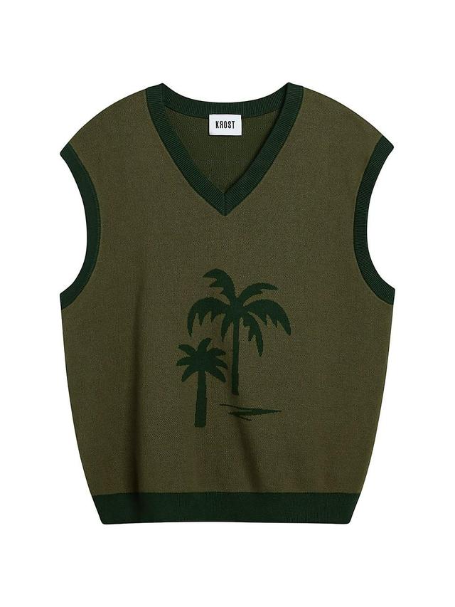 Mens Palm Tree Sweater Vest Product Image