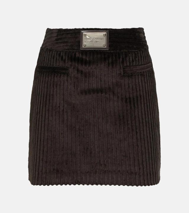 DOLCE & GABBANA Logo Corduroy Miniskirt In Purple Product Image