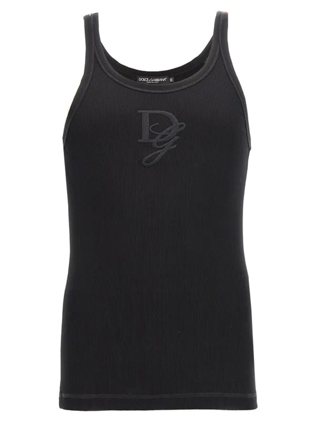 Logo Embroidery Tank Top Tops In Nero Product Image