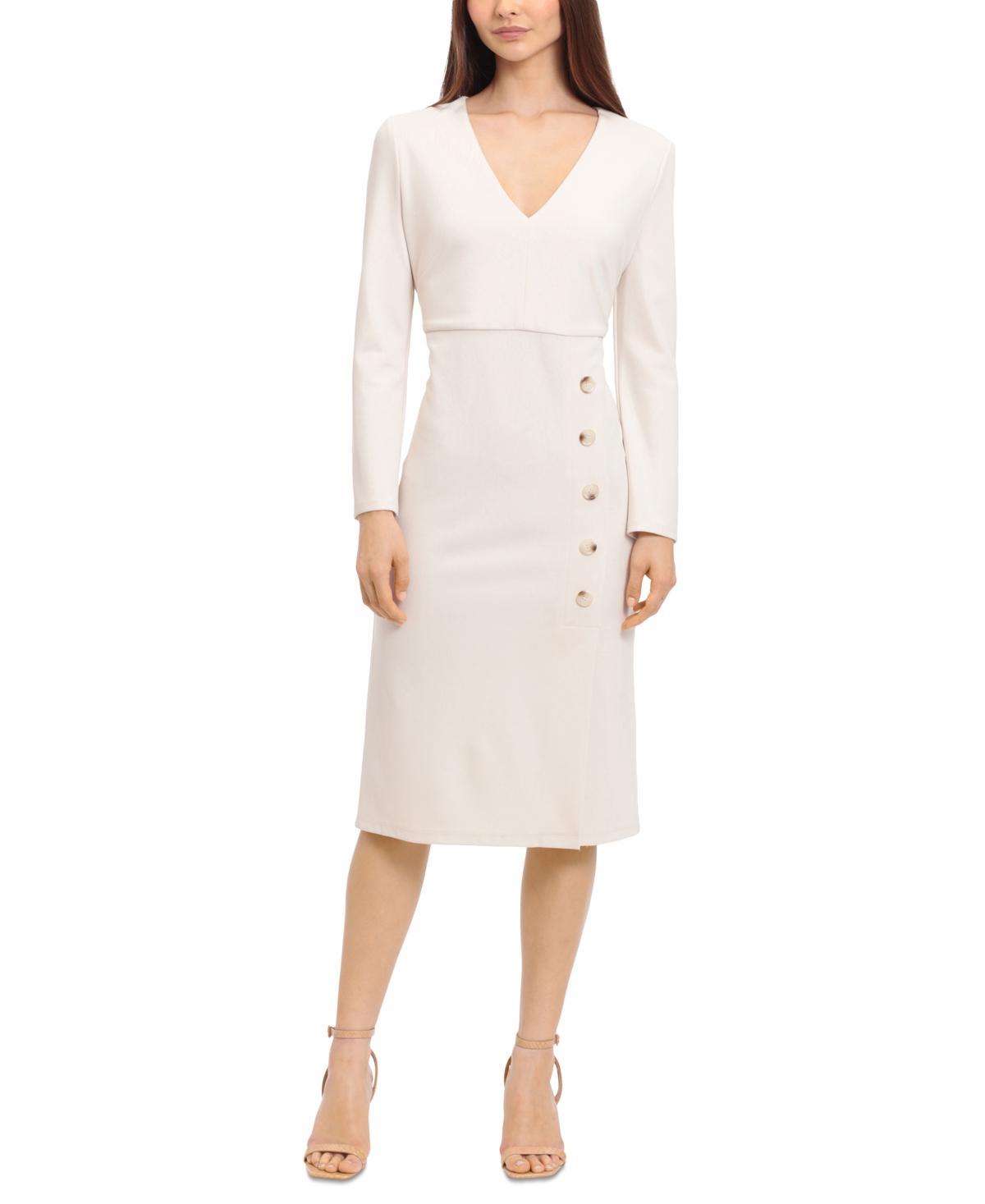 Maggy London Womens Long-Sleeve V-Neck Sheath Dress Product Image