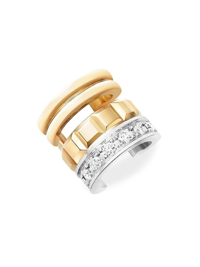 Womens Quatre Radiant Edition Two-Tone 18K Gold & 0.14 TCW Diamond Single Clip-On Earring Product Image