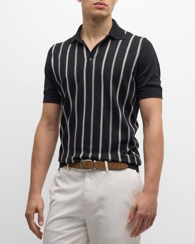 Mens Bicolor Stripe Polo Sweater Product Image