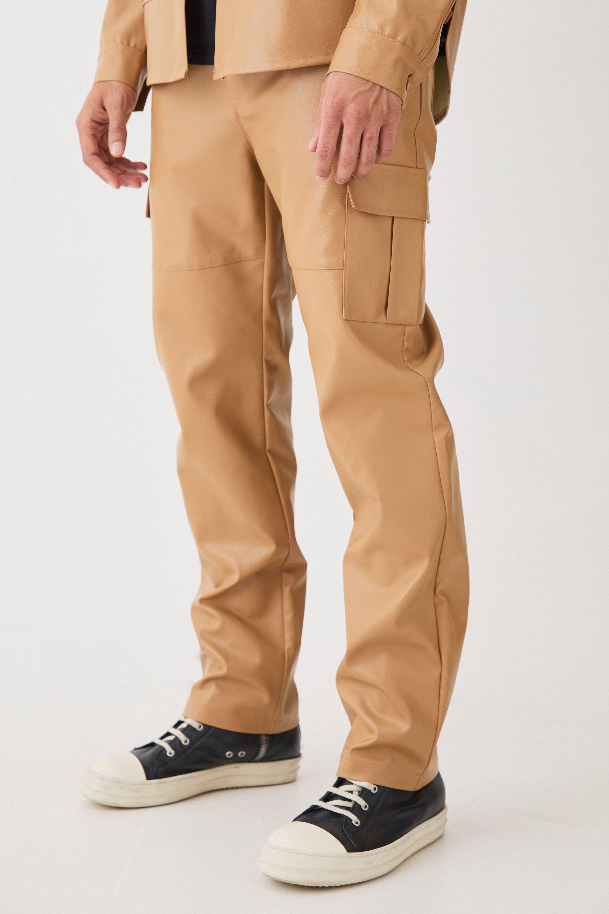 Fixed Waist Straight Leg Pu Utility Trouser | boohooMAN USA Product Image