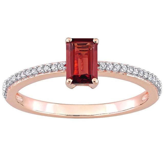 Stella Grace 10k Rose Gold Garnet & Diamond Accent Promise Ring, Womens Red Product Image