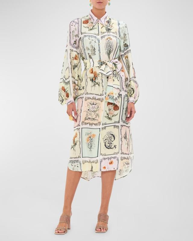 Floral Silk High-Low Midi Shirtdress Product Image