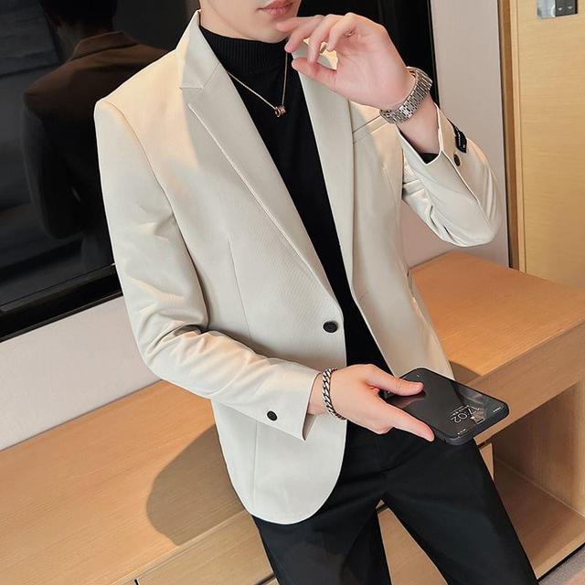 Plain Single-Button Blazer Product Image