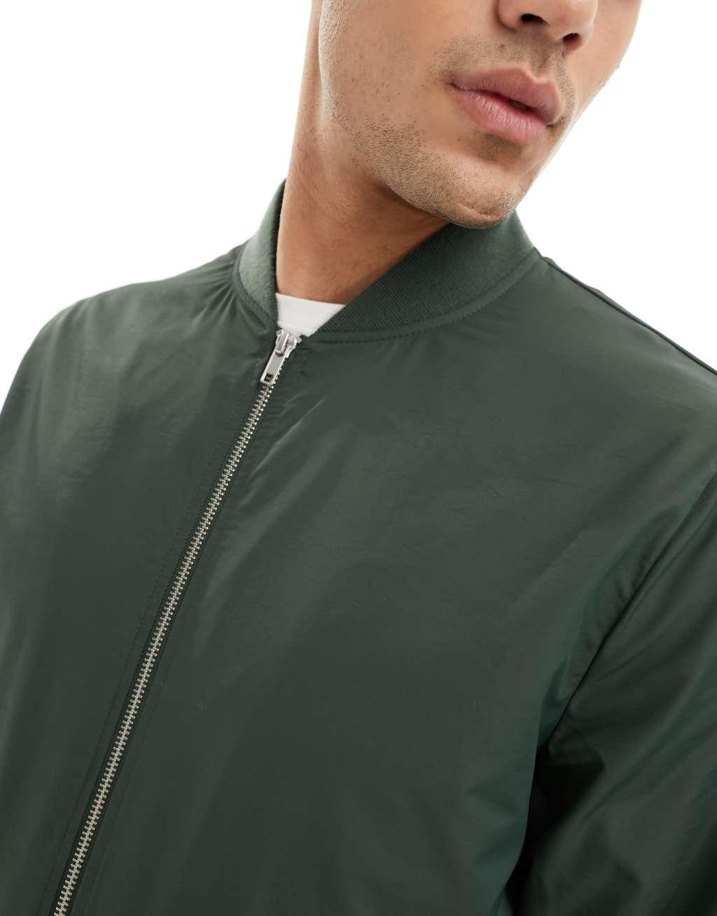 ASOS DESIGN lightweight bomber jacket in green Product Image