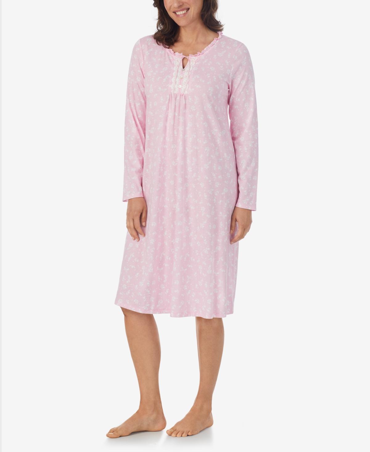 Aria Womens Long Sleeve Midi Nightgown - White Product Image