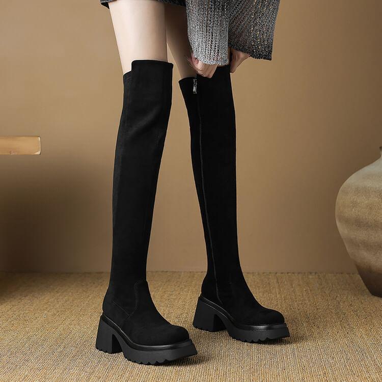 Platform Plain Over-The-Knee Boots Product Image