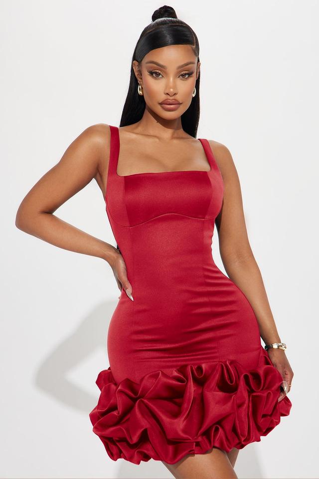 Sienna Satin Mini Dress - Red Product Image