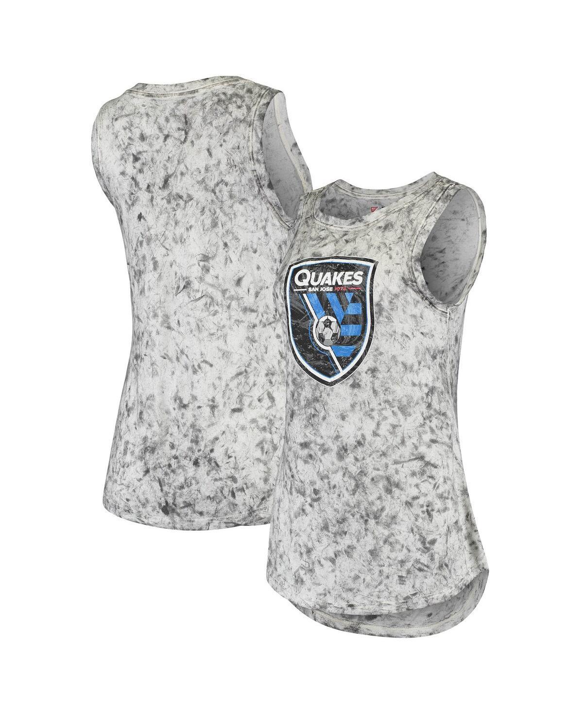 Womens 5th & Ocean by New Era Gray San Jose Earthquakes Washed Mineral Dye Jersey Tank Top Product Image